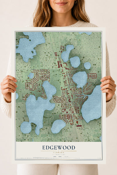 Edgewood, Florida map print, 18" x 24" Archival Matte Print mockup