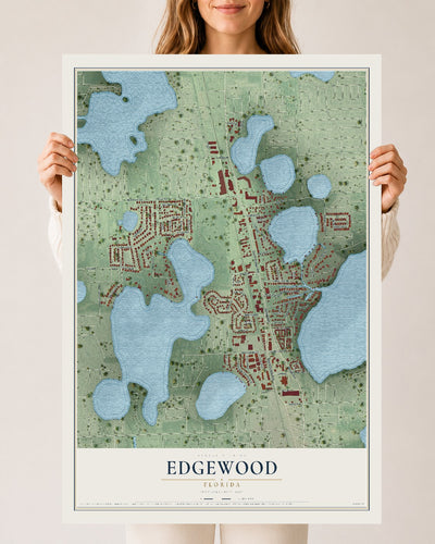 Edgewood, Florida map print, 24" x 36" Archival Matte Print mockup