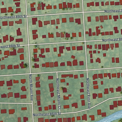 Close-up 1 of the El Portal, Florida map artwork