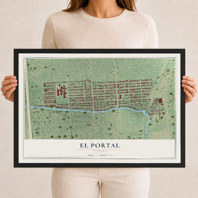 El Portal, Florida map print, 12" x 18" W/ Black Ayous Wood Frame mockup
