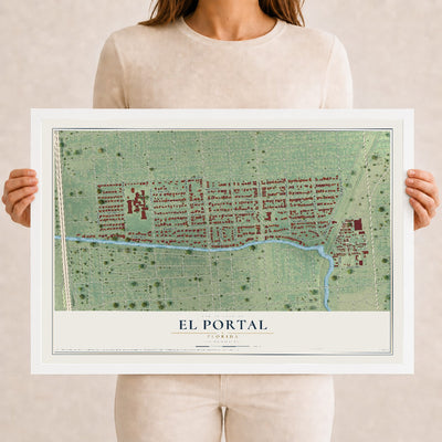 El Portal, Florida map print, 12" x 18" W/ White Ayous Wood Frame mockup