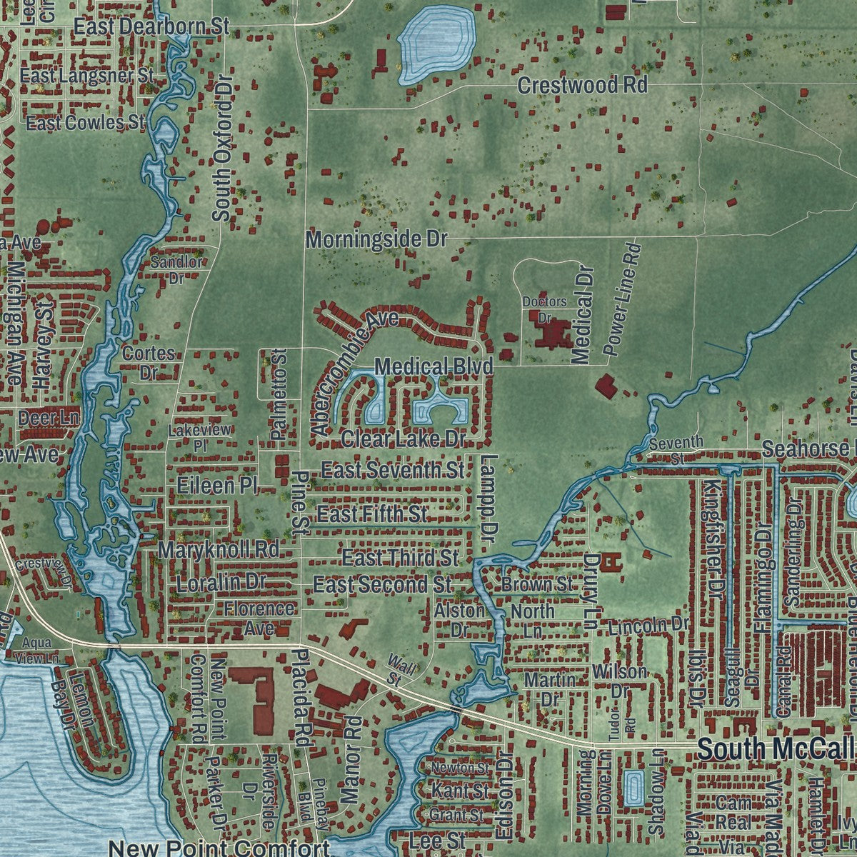 Close-up 2 of the Englewood, Florida map artwork