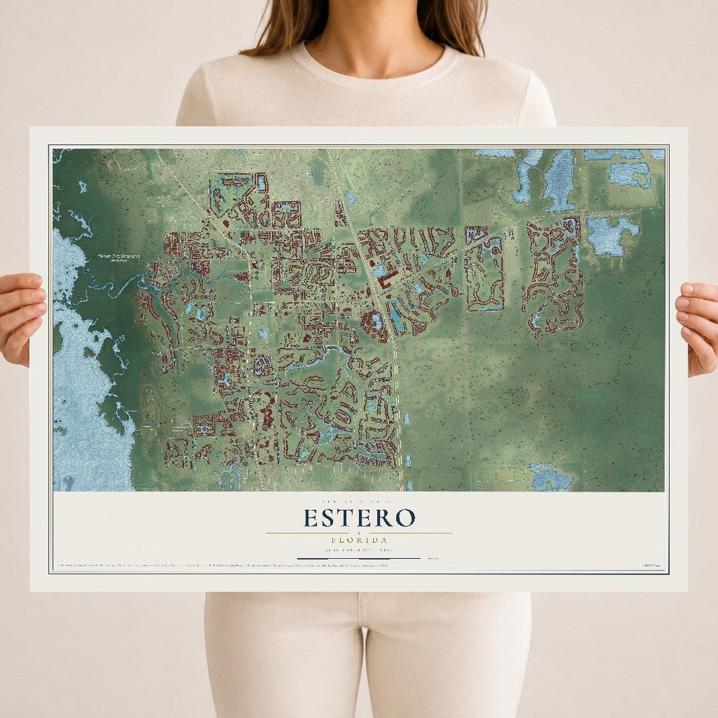Estero, Florida map print, 18" x 24" Archival Matte Print mockup