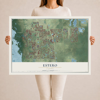 Estero, Florida map print, 24" x 36" Archival Matte Print mockup
