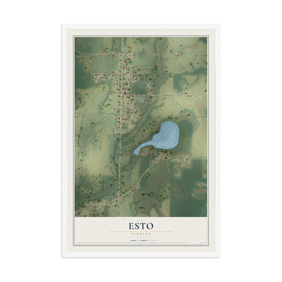 Esto, Florida map print, 12" x 18" W/ White Ayous Wood Frame mockup