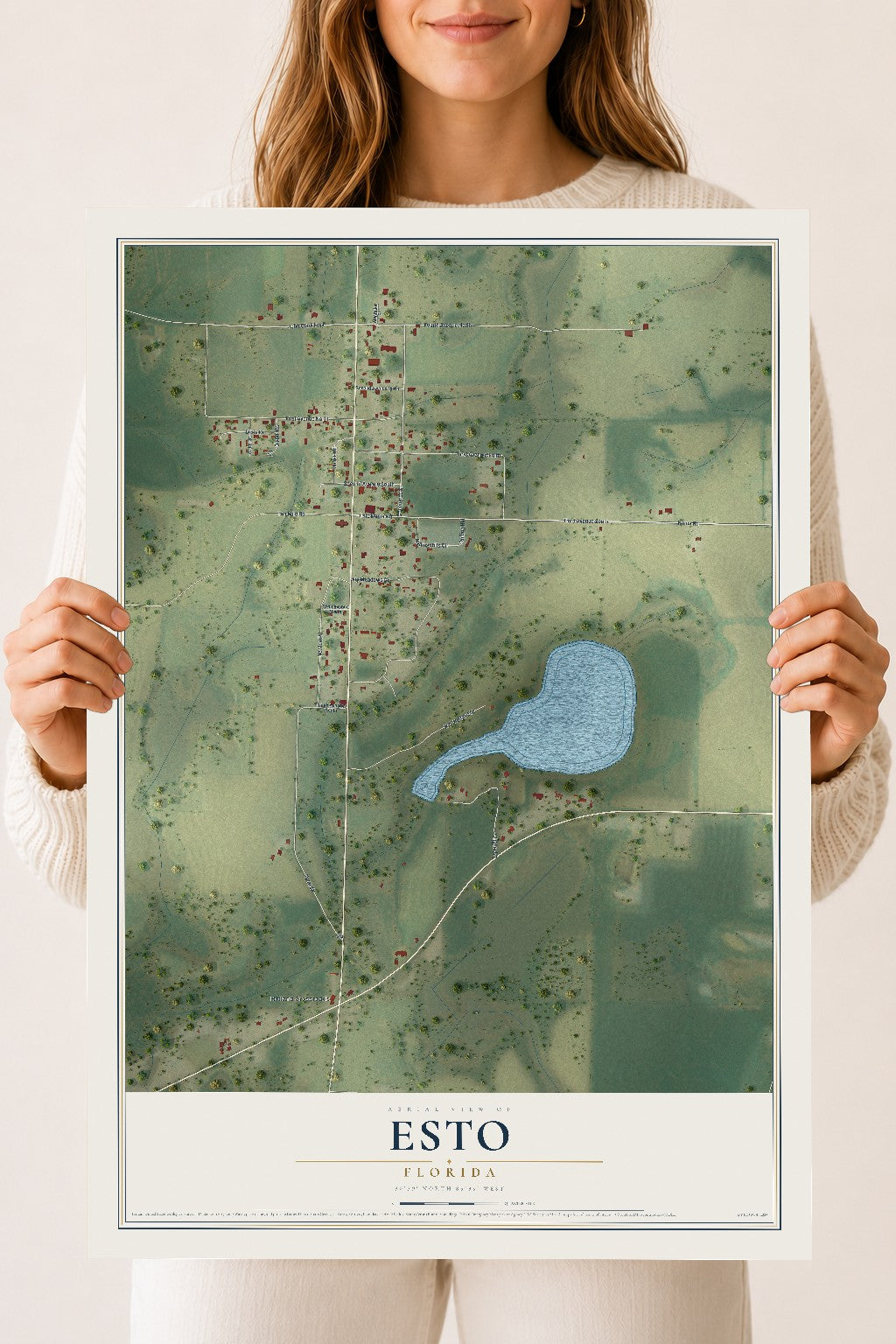 Esto, Florida map print, 18" x 24" Archival Matte Print mockup