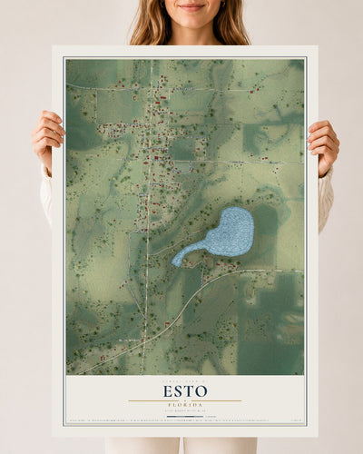 Esto, Florida map print, 24" x 36" Archival Matte Print mockup