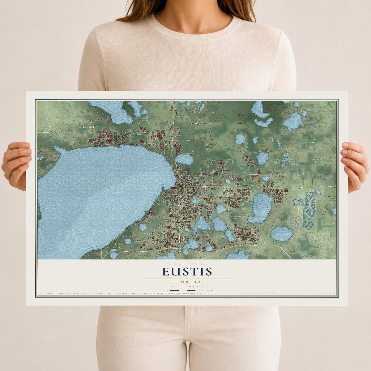 Eustis, Florida map print, 12" x 18" Archival Matte Print mockup