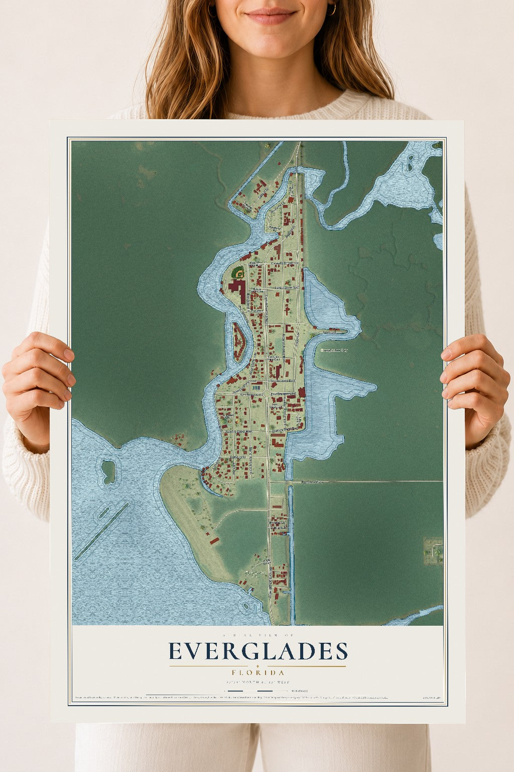 Everglades, Florida map print, 18" x 24" Archival Matte Print mockup