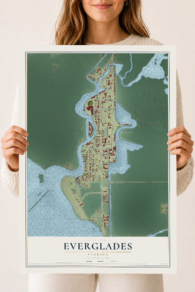 Everglades, Florida map print, 18" x 24" Archival Matte Print mockup