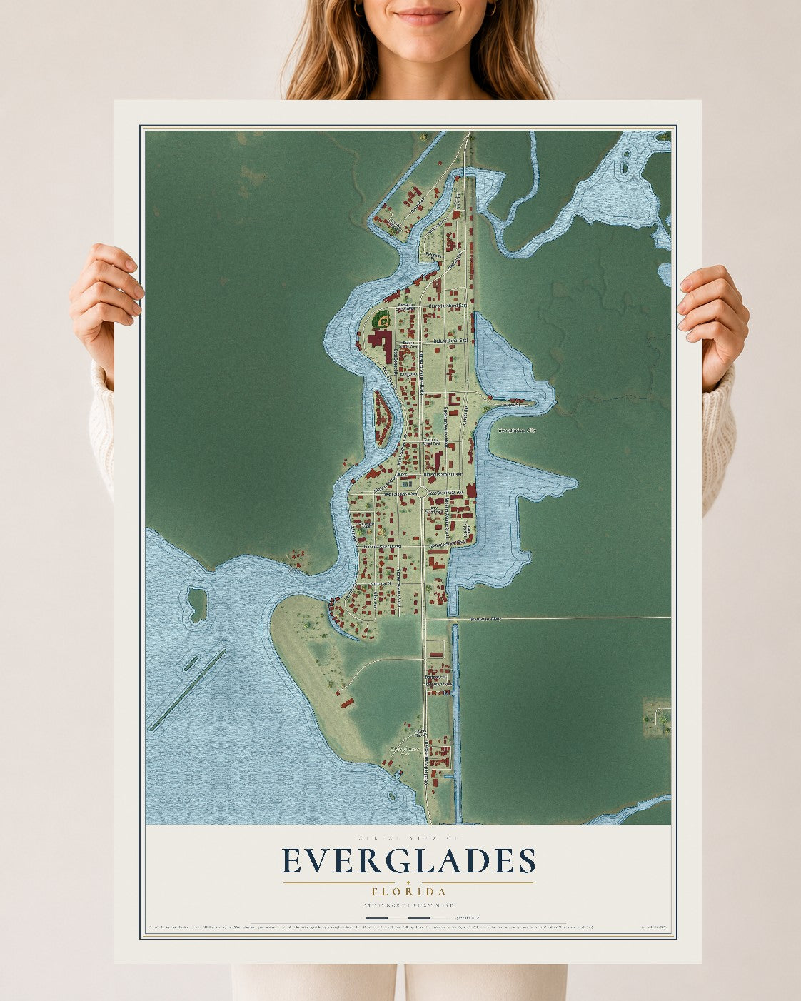 Everglades, Florida map print, 24" x 36" Archival Matte Print mockup