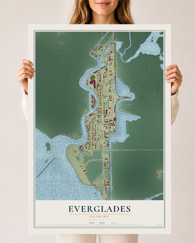 Everglades, Florida map print, 24" x 36" Archival Matte Print mockup