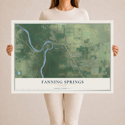Fanning Springs, Florida map print, 24" x 36" Archival Matte Print mockup