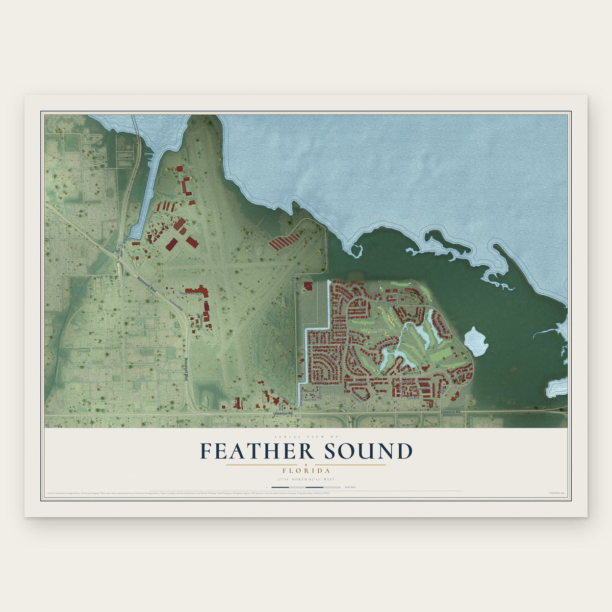 Feather Sound, Florida map print, the full design
