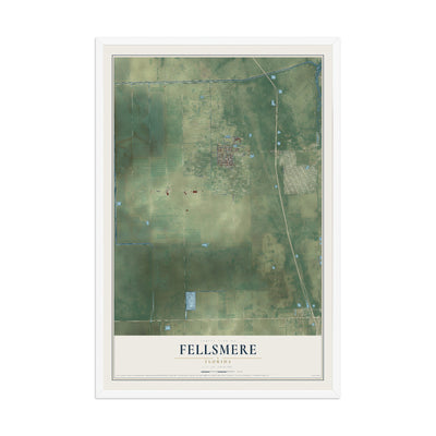 Fellsmere, Florida map print, 12" x 18" W/ White Ayous Wood Frame mockup