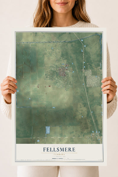 Fellsmere, Florida map print, 18" x 24" Archival Matte Print mockup