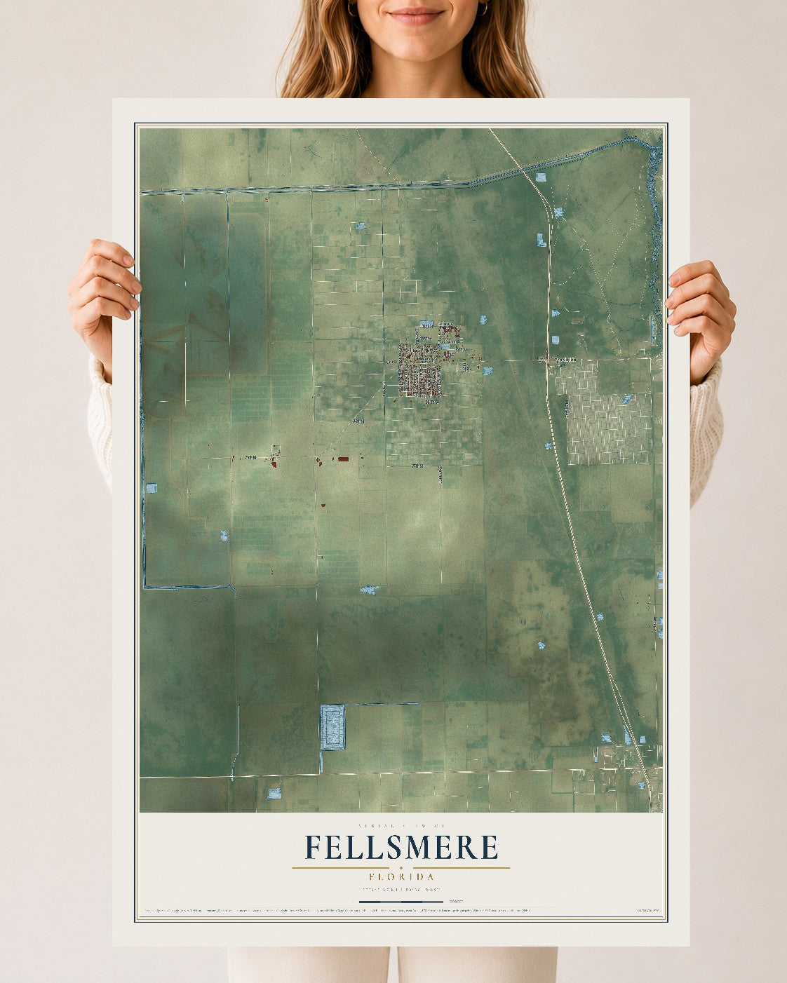 Fellsmere, Florida map print, 24" x 36" Archival Matte Print mockup