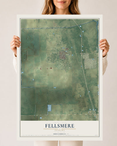 Fellsmere, Florida map print, 24" x 36" Archival Matte Print mockup