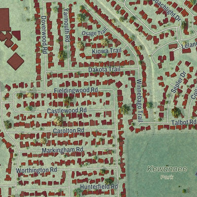Close-up of the map of Fern Park, Florida print showing street and building detail