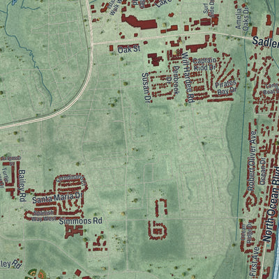 Close-up 2 of the Fernandina Beach, Florida map artwork