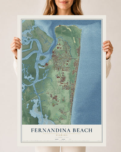 Fernandina Beach, Florida map print, 24" x 36" Archival Matte Print mockup