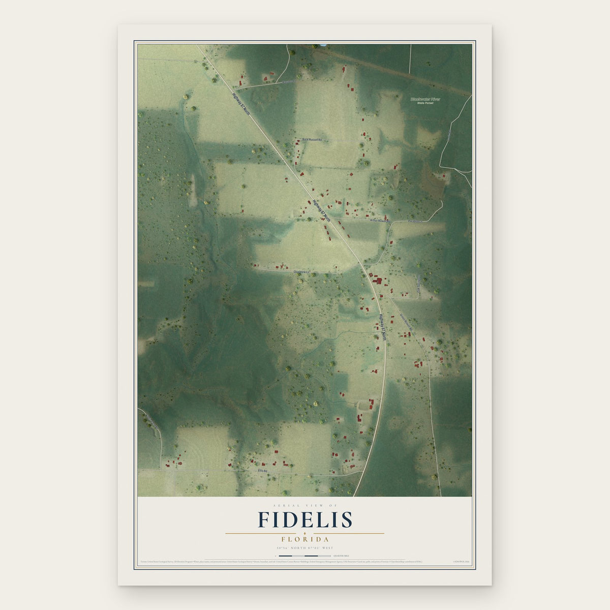 Fidelis, Florida map print, the full design