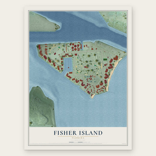 Fisher Island, Florida map print, the full design