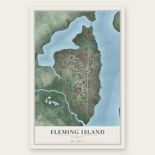 Fleming Island, Florida map print, the full design