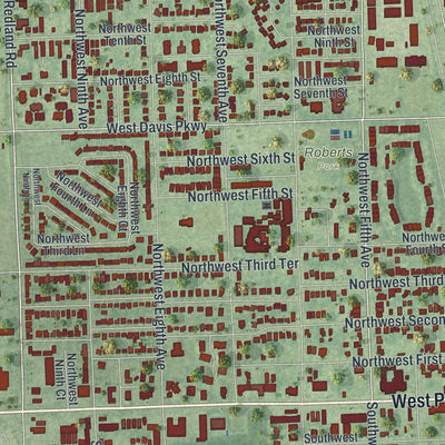 Close-up 1 of the Florida City, Florida map artwork