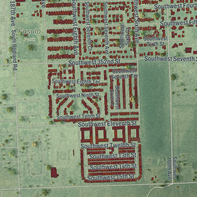 Close-up 2 of the Florida City, Florida map artwork
