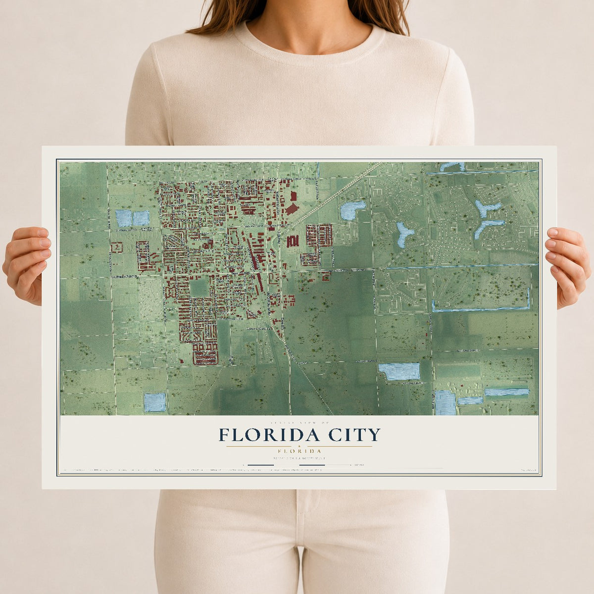 Florida City, Florida map print, 12" x 18" Archival Matte Print mockup