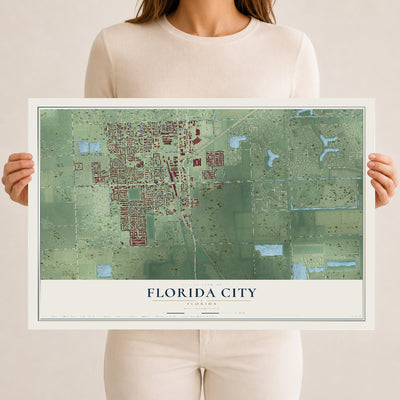 Florida City, Florida map print, 12" x 18" Archival Matte Print mockup