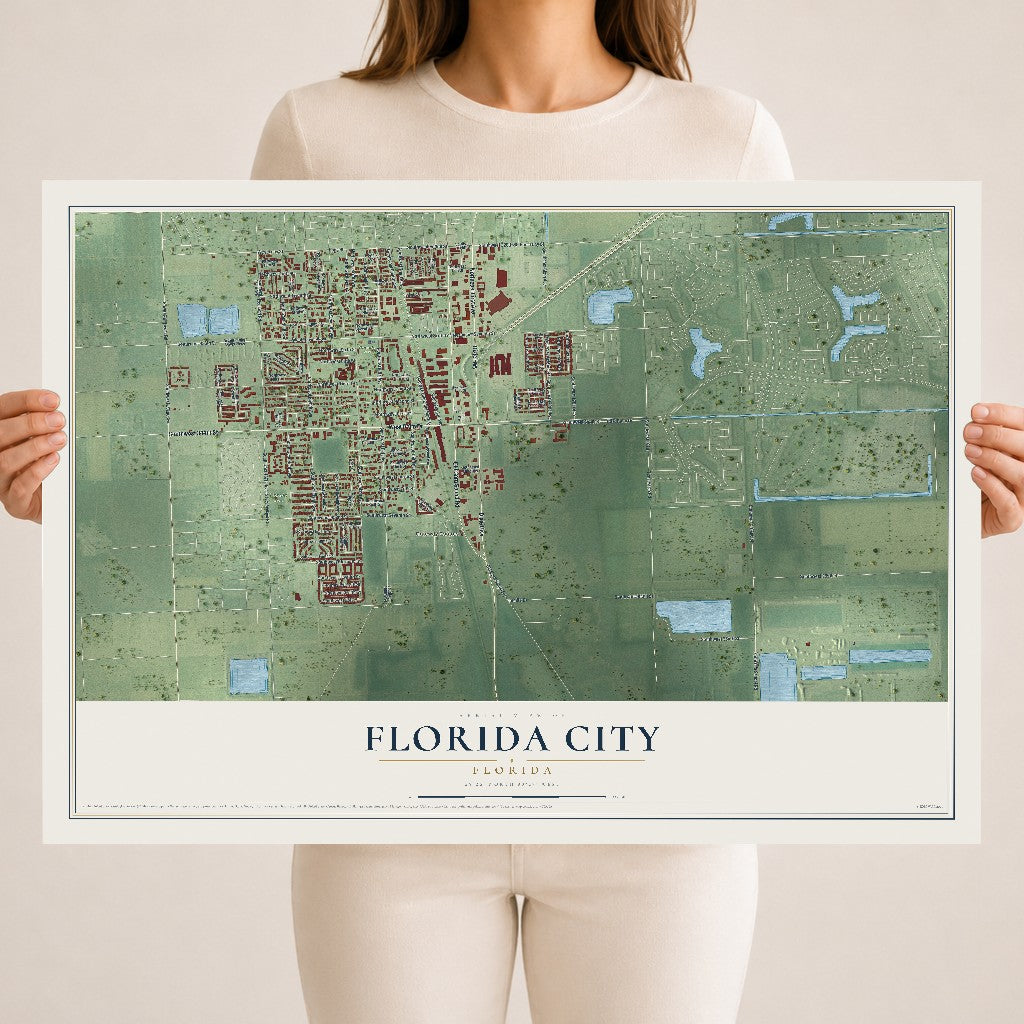 Florida City, Florida map print, 18" x 24" Archival Matte Print mockup