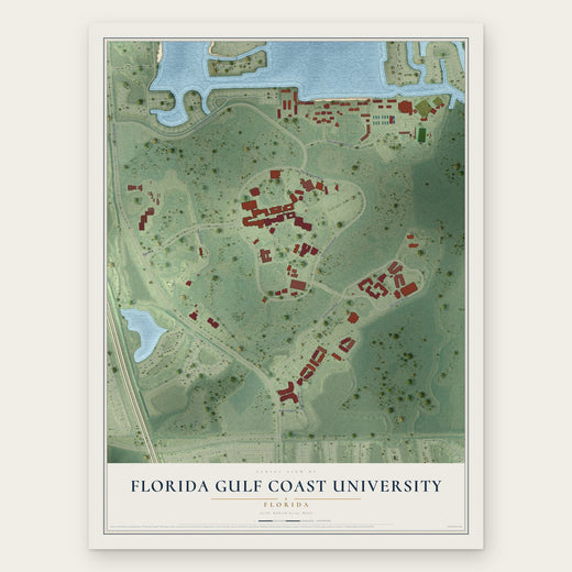 Florida Gulf Coast University, Florida map print, the full design