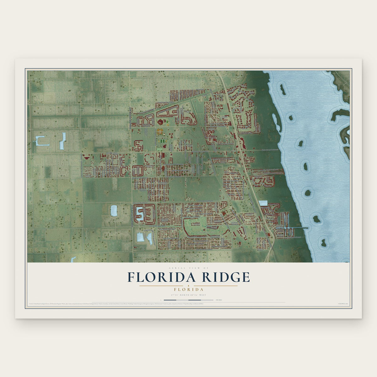 Florida Ridge, Florida map print, the full design