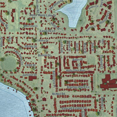 Close-up of the map of Forest City, Florida print showing street and building detail