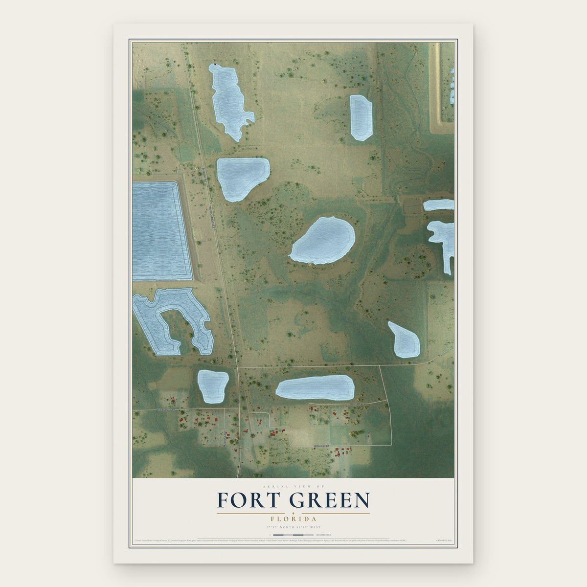 Fort Green, Florida map print, the full design