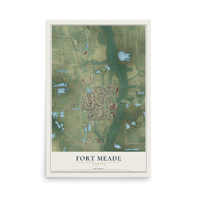 Fort Meade, Florida map print, 12" x 18" Archival Matte Print mockup