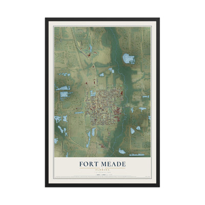 Fort Meade, Florida map print, 12" x 18" W/ Black Ayous Wood Frame mockup