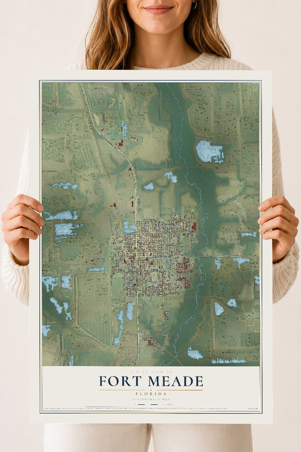 Fort Meade, Florida map print, 18" x 24" Archival Matte Print mockup