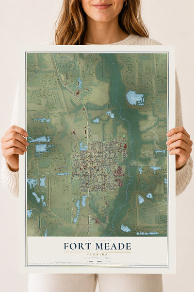 Fort Meade, Florida map print, 18" x 24" Archival Matte Print mockup