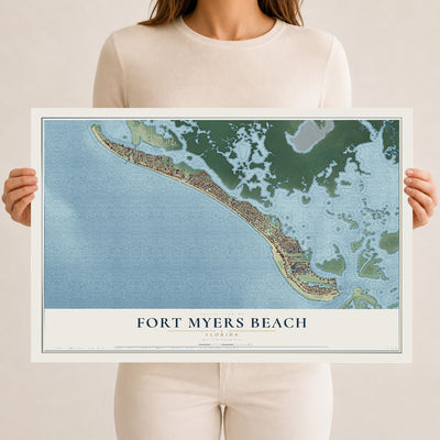 Fort Myers Beach, Florida map print, 12" x 18" Archival Matte Print mockup