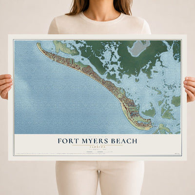 Fort Myers Beach, Florida map print, 18" x 24" Archival Matte Print mockup