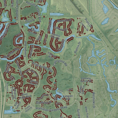 Close-up 2 of the Fort Myers, Florida map artwork