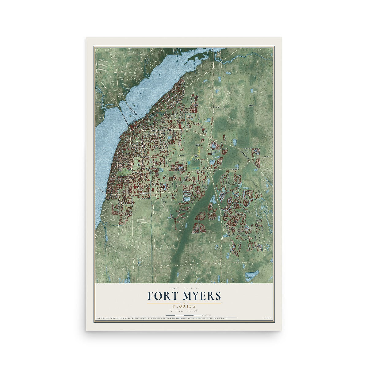 Fort Myers, Florida map print, 12" x 18" Archival Matte Print mockup
