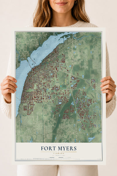 Fort Myers, Florida map print, 18" x 24" Archival Matte Print mockup
