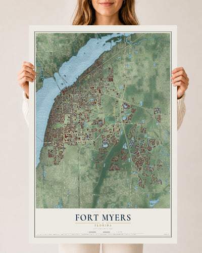 Fort Myers, Florida map print, 24" x 36" Archival Matte Print mockup