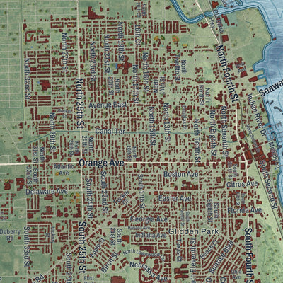 Close-up 1 of the Fort Pierce, Florida map artwork