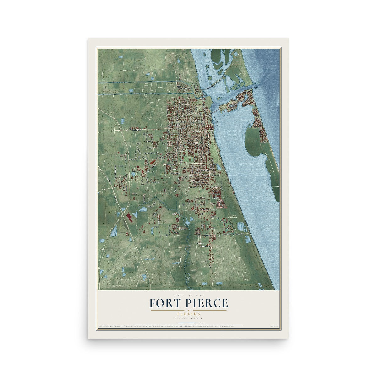 Fort Pierce, Florida map print, 12" x 18" Archival Matte Print mockup