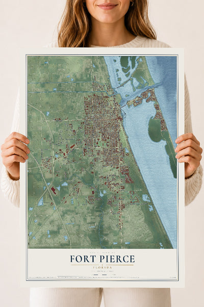 Fort Pierce, Florida map print, 18" x 24" Archival Matte Print mockup